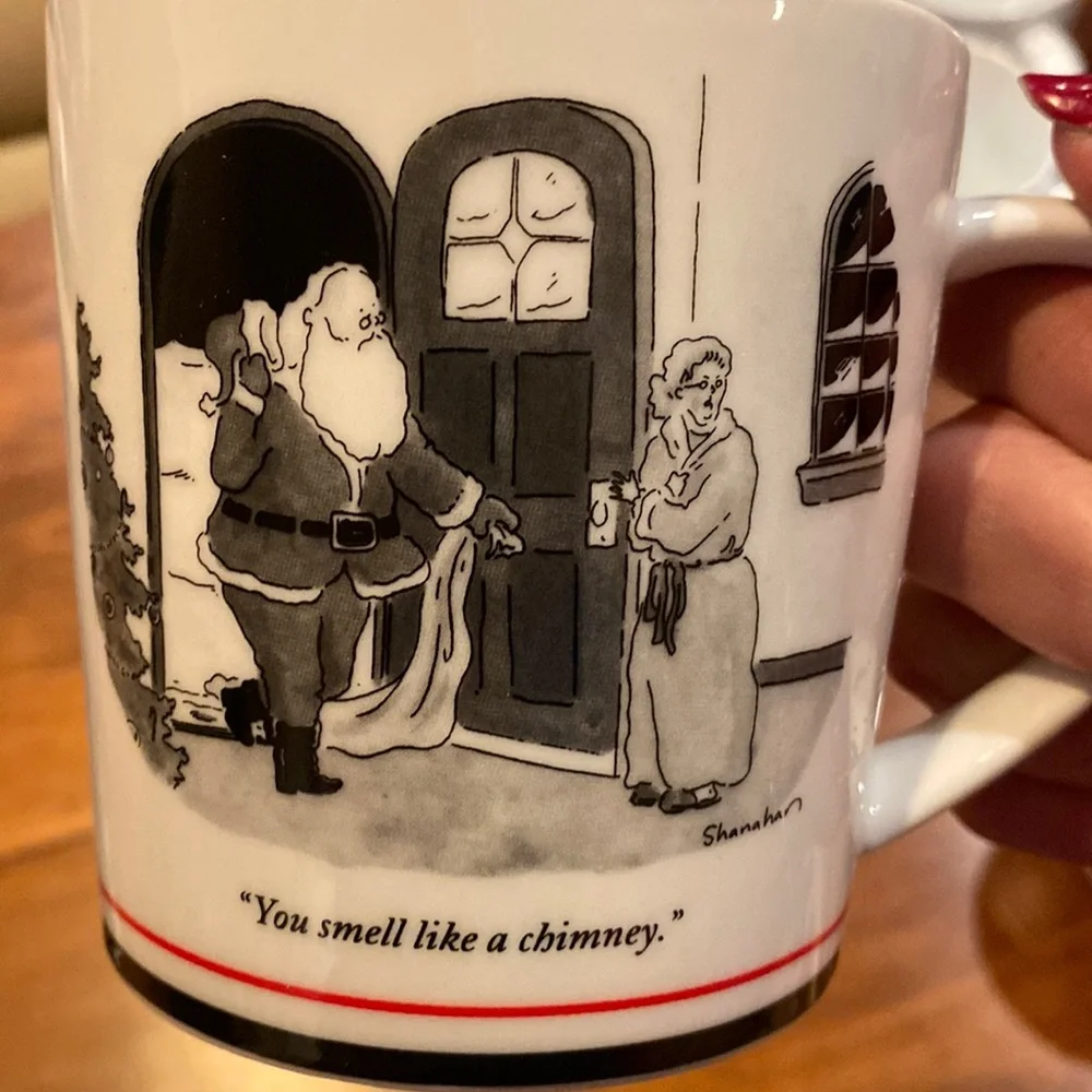 NWOT Christmas New Yorker Cartoon Mug Restoration Hardware 1991 Santa NEW